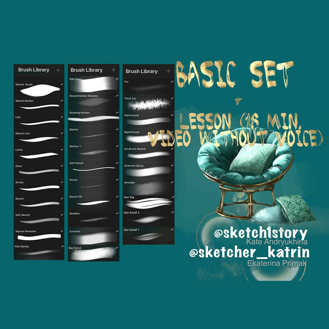 32 Procreate Brush Set, preview 1 of 4