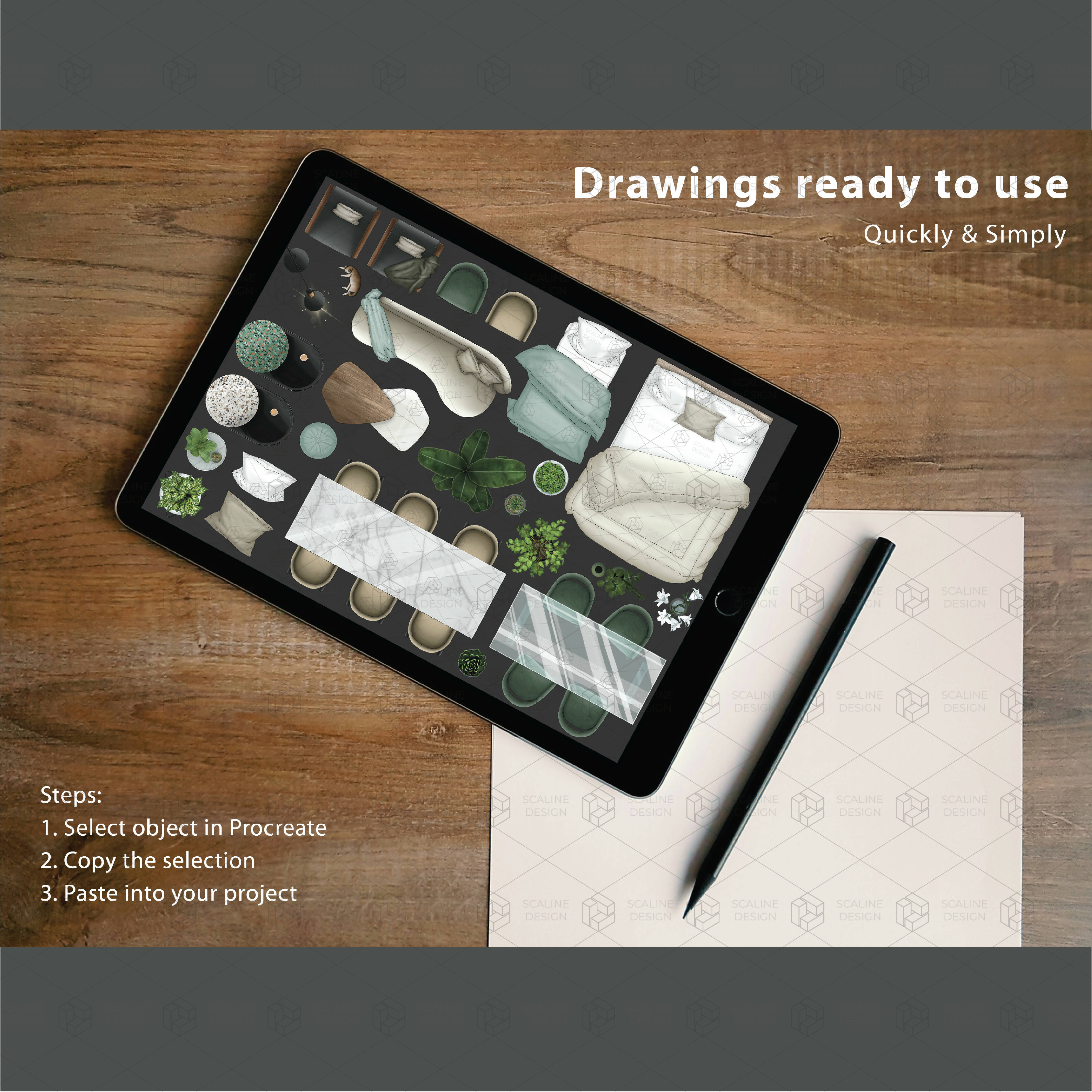 Procreate & PNG Home Style 1 — Procreate brush set for architectural sketching, preview 2 of 3