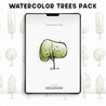 Watercolor Vector Trees Pack