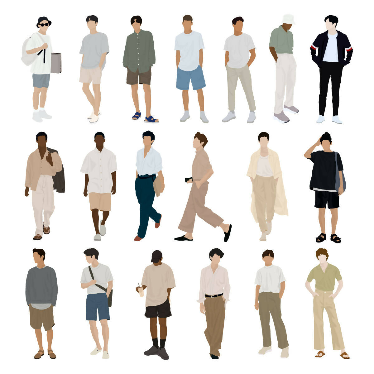 Flat Vector Men in Street Style | Learn Architecture Online