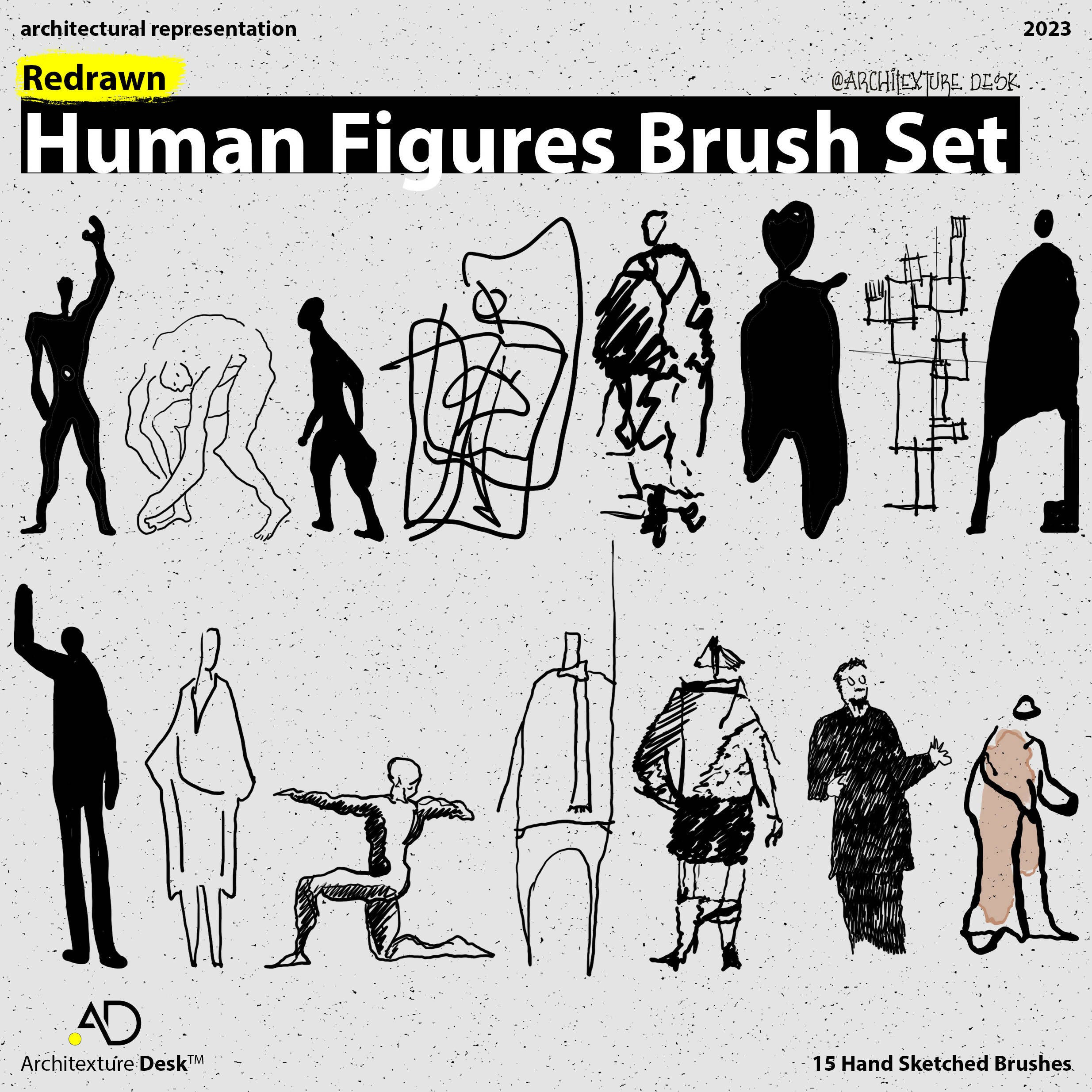 Redrawn Famous Human Figures Brush Set — brush set for architectural drawings