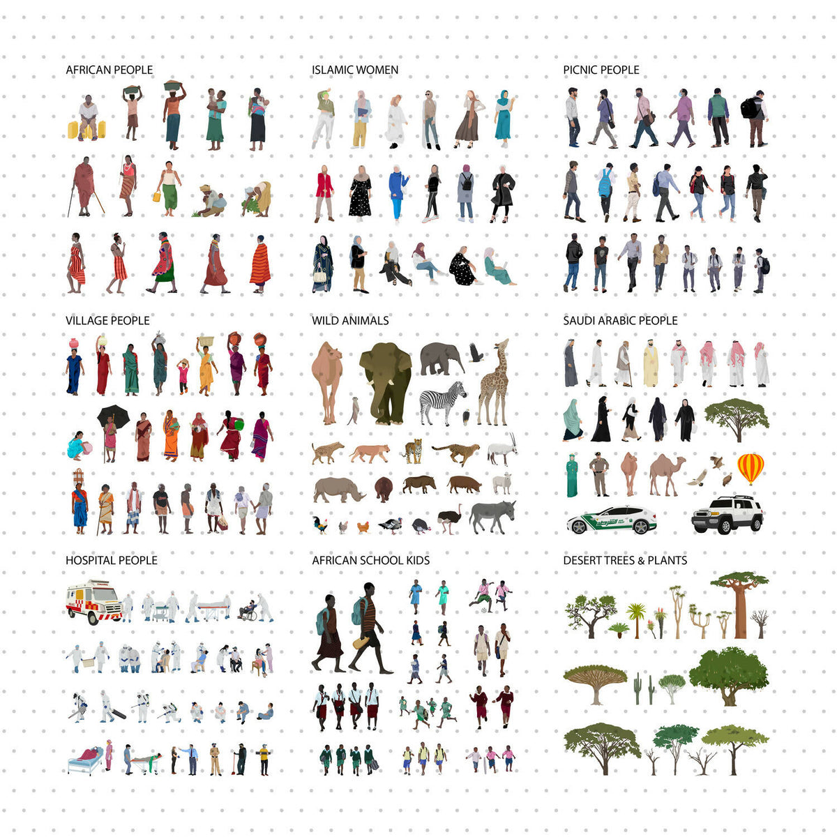 Regional Mega Pack (218 Figures) — cutout pack for architectural visualisation, preview 1 of 5