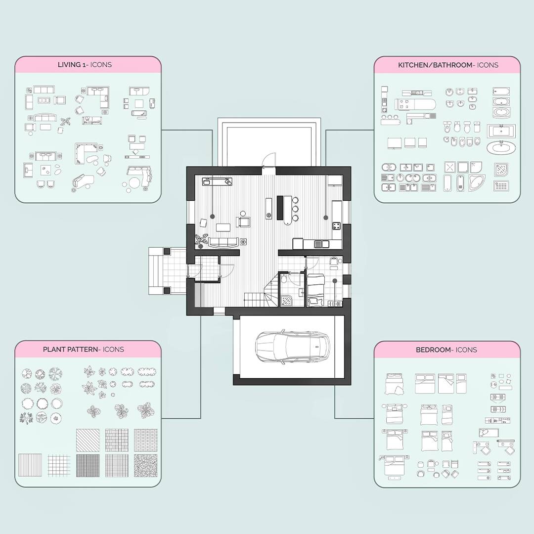 Residential Furniture Kit — cutout pack for architectural visualisation, preview 1 of 6