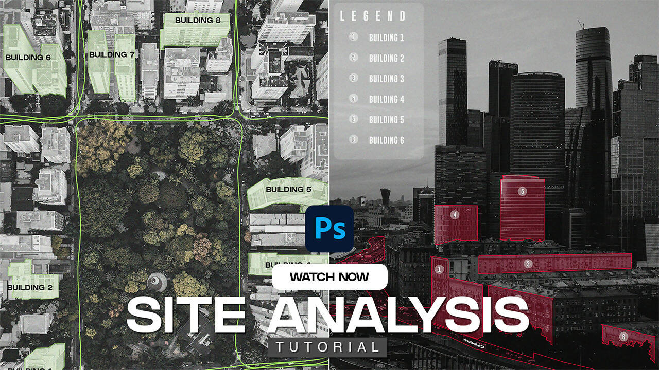 Site Analysis in Photoshop - Fastest Method! — editable template for architects, preview 2 of 2