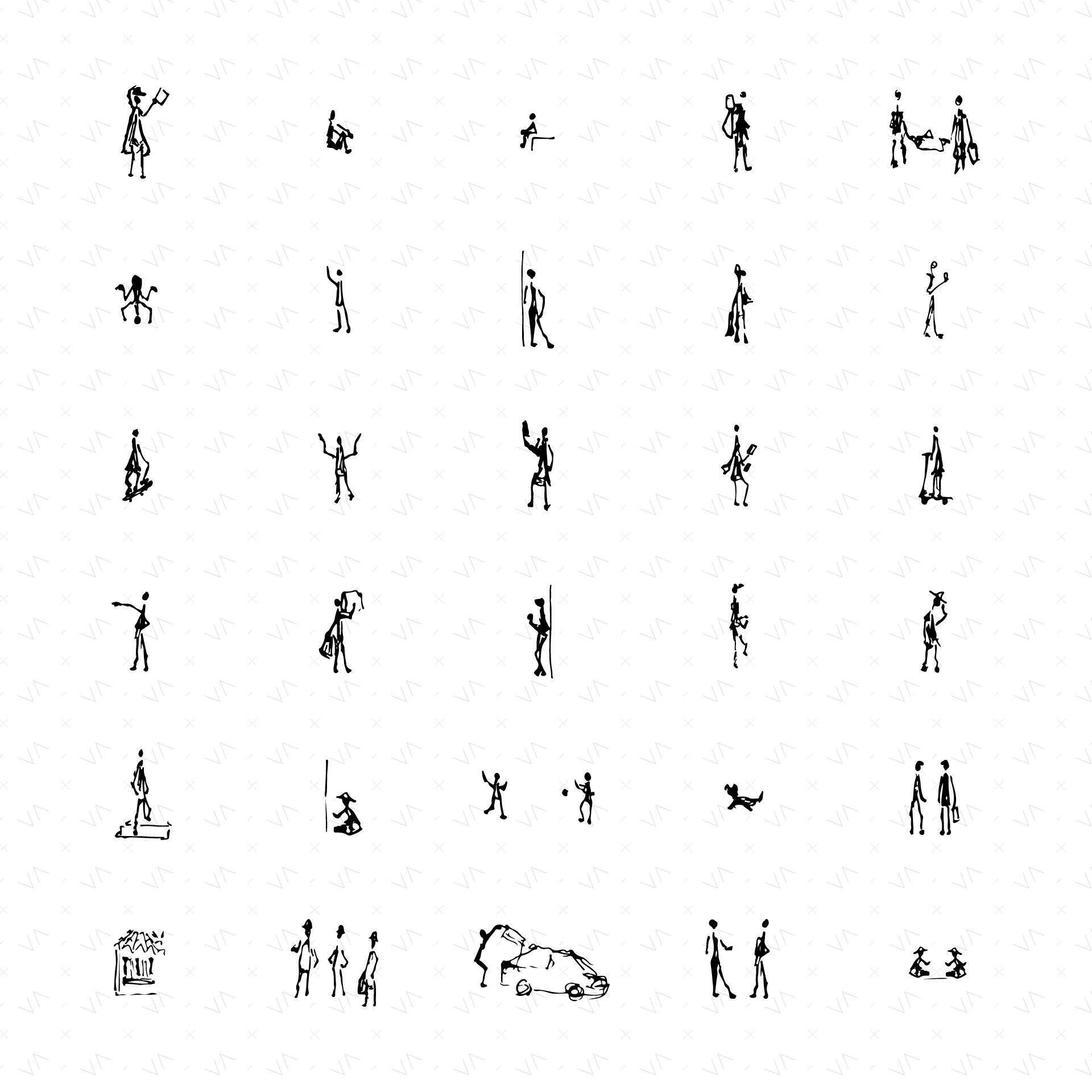 Sketched People Brush Set — brush set for architectural drawings, preview 1 of 4
