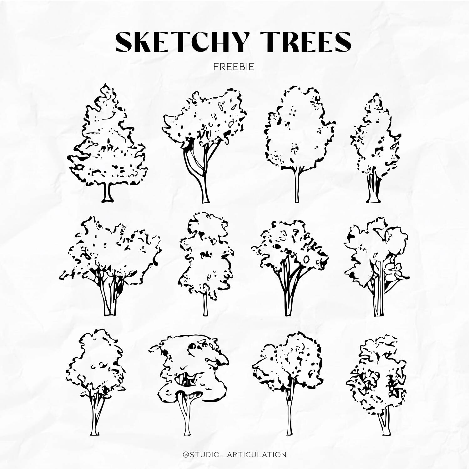 Sketchy Trees Freebie — cutout pack for architectural visualisation