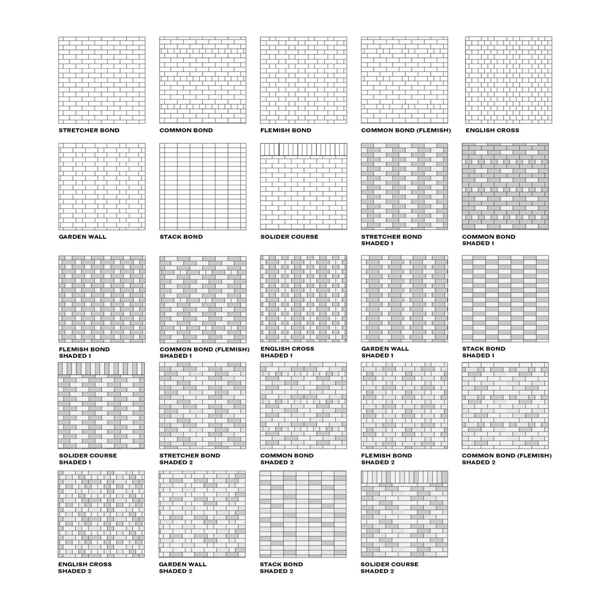 Swatch Brick Bonds Patterns — texture pack for architectural rendering, preview 1 of 3