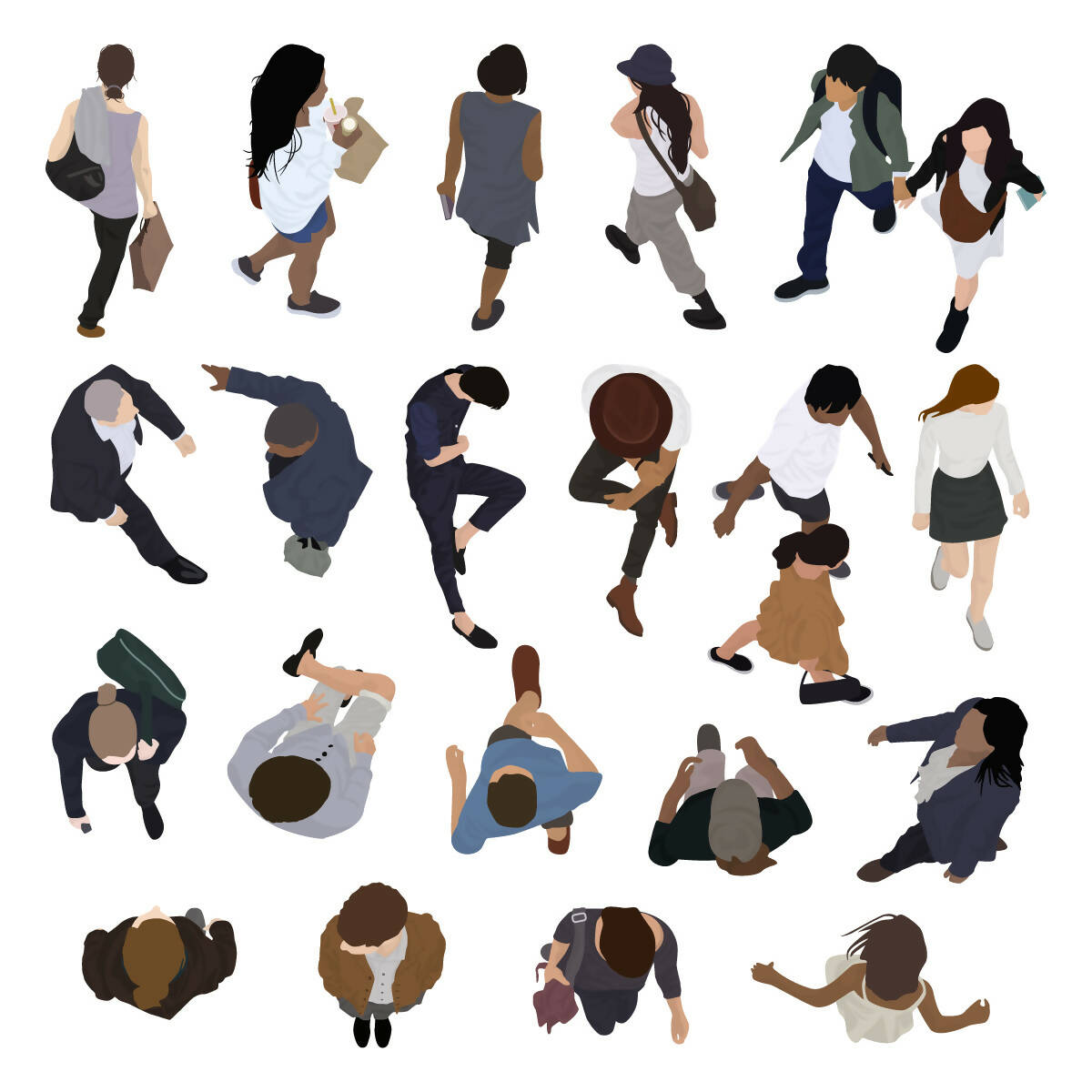 Top View People (20 Figures) — cutout pack for architectural visualisation