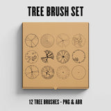 Plan View Tree Brushes for Photoshop (12 Brushes, PNG and ABR)