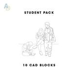 Student People CAD Blocks (10 Figures, Illustrator File)