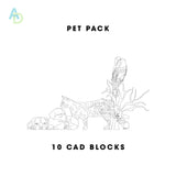 Pet CAD Blocks (10 Animals in Plan and Elevation, Illustrator File)