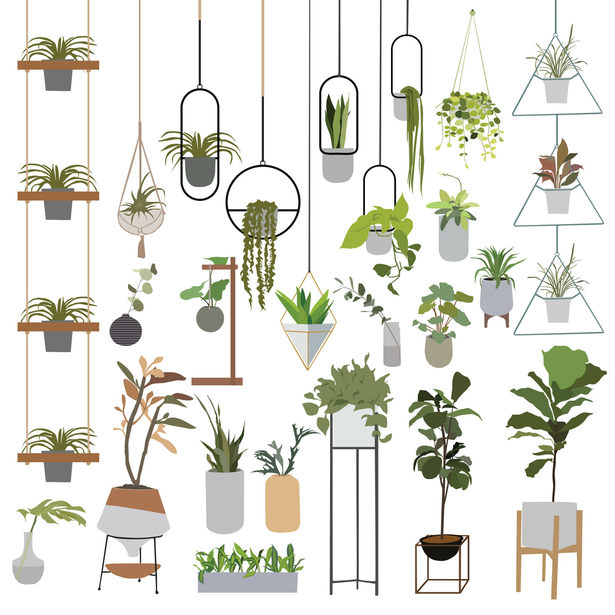Vector Indoor Plants 02 — cutout pack for architectural visualisation, preview 1 of 4