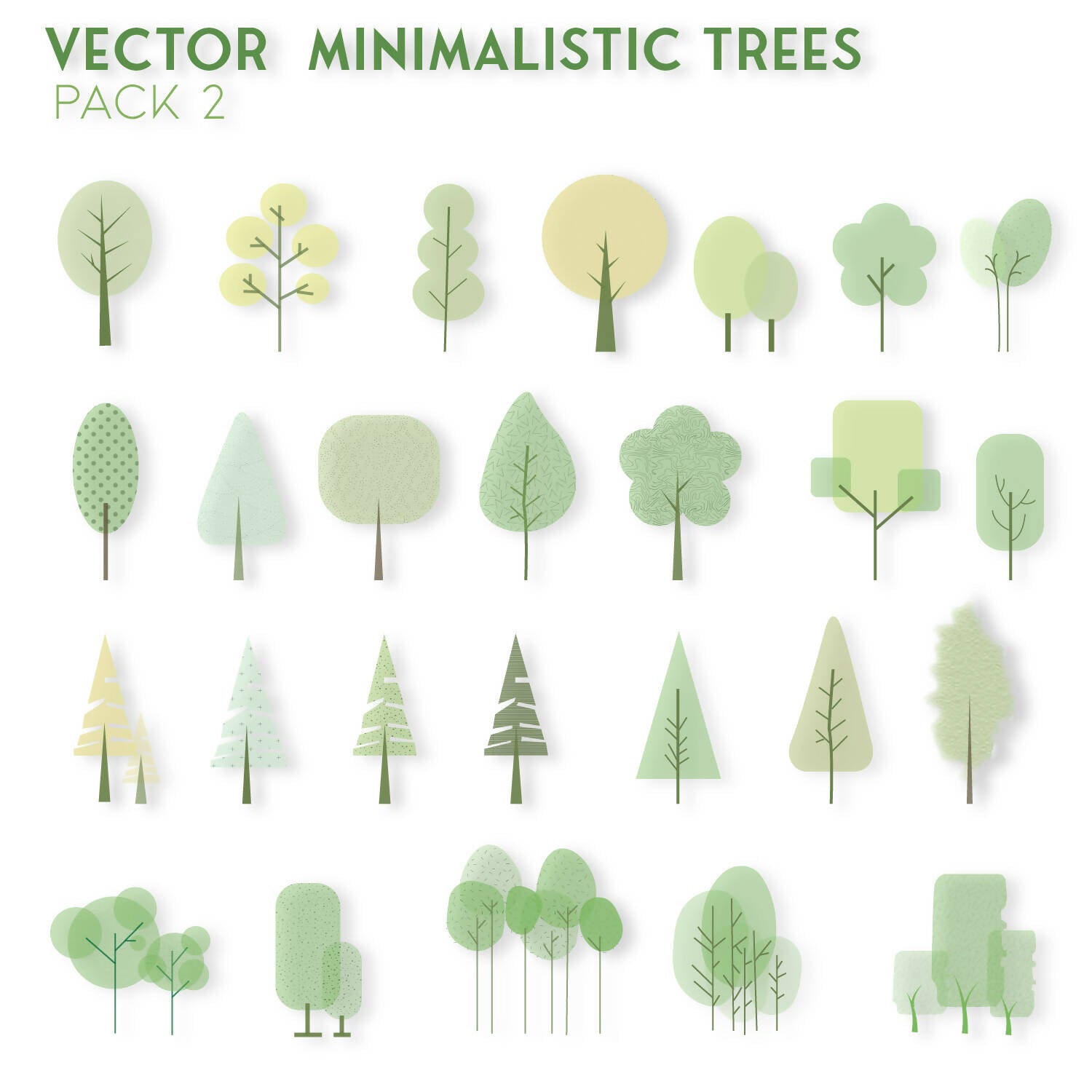 Vector Minimalistic Trees Pack 2 — cutout pack for architectural visualisation, preview 2 of 2