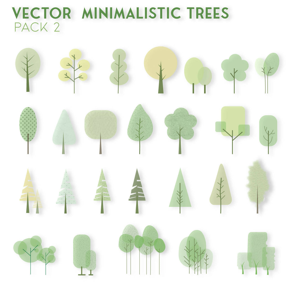 Vector Minimalistic Trees Pack 2 — cutout pack for architectural visualisation, preview 2 of 2