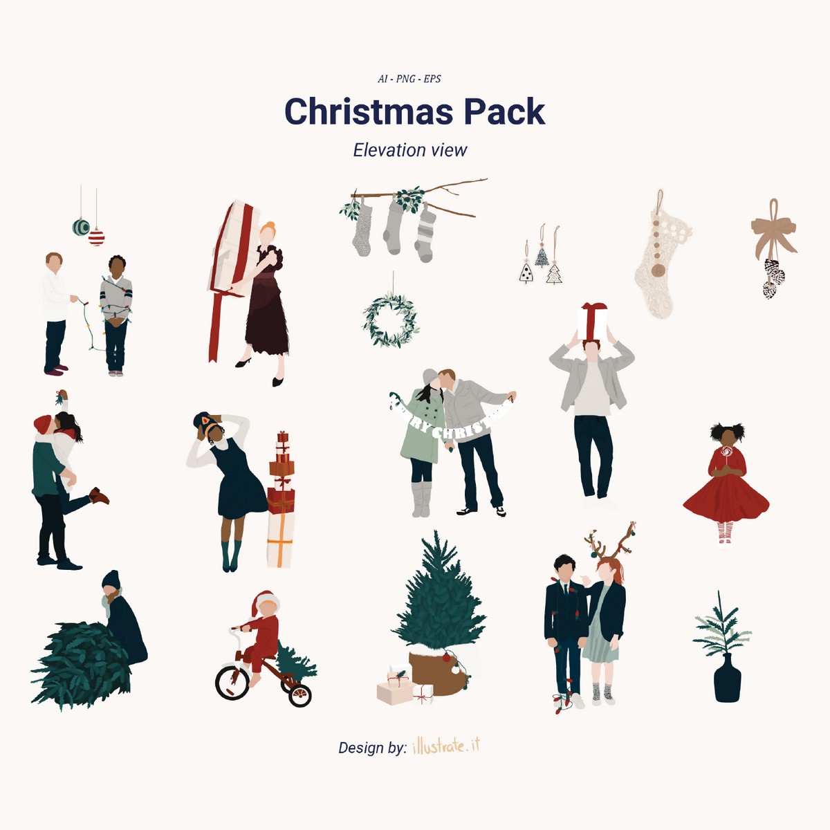 Vector People Holidays Theme Pack — cutout pack for architectural visualisation, preview 1 of 3