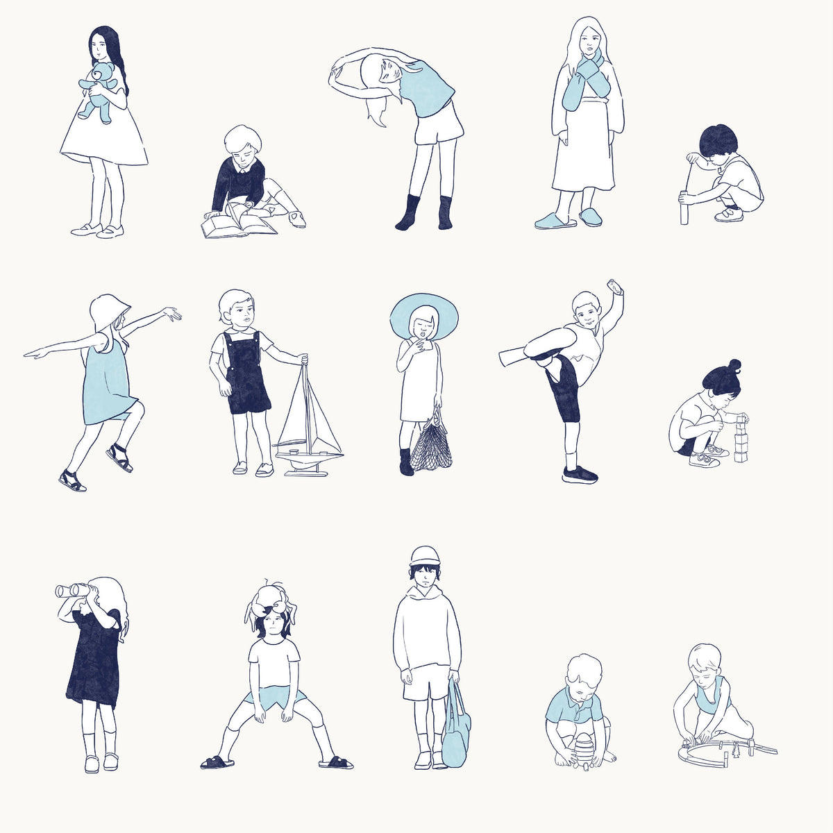 Vector People Kids Set | Lineart Style — cutout pack for architectural visualisation, preview 1 of 3