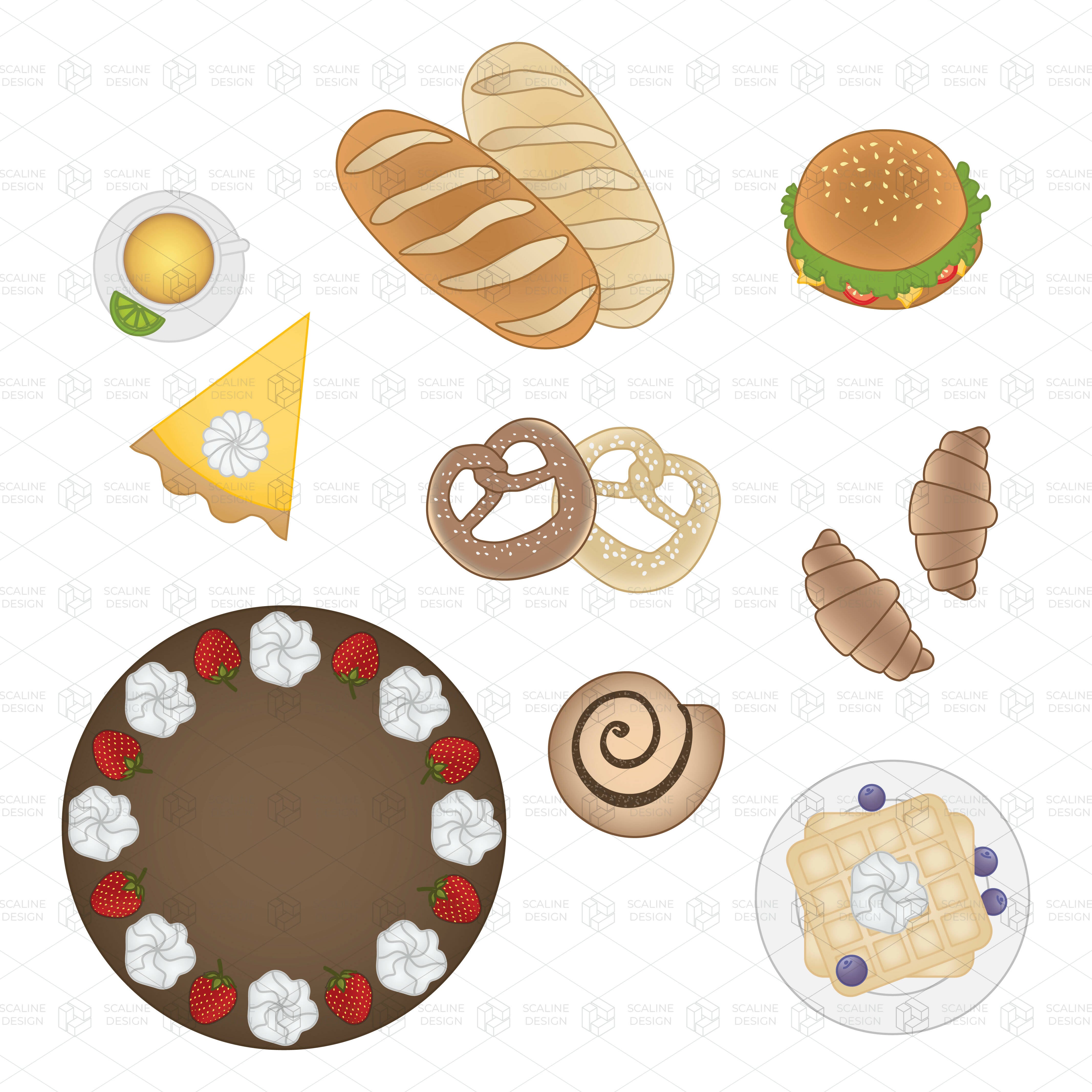 Vector & PNG Kitchen and Food Illustration — cutout pack for architectural visualisation, preview 2 of 6