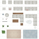 Vector & PNG Living Room Top View Furniture