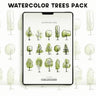 Watercolor Vector Trees Pack — cutout pack for architectural visualisation, preview 1 of 7