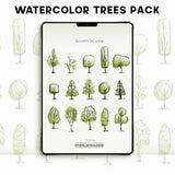 Watercolor Vector Trees Pack