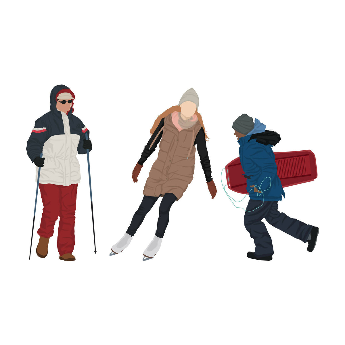 Winter Activities People (15 figures) — cutout pack for architectural visualisation, preview 2 of 3