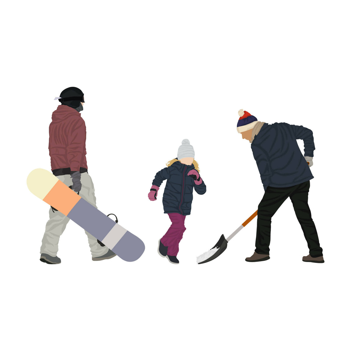 Winter Activities People (15 figures) — cutout pack for architectural visualisation, preview 3 of 3