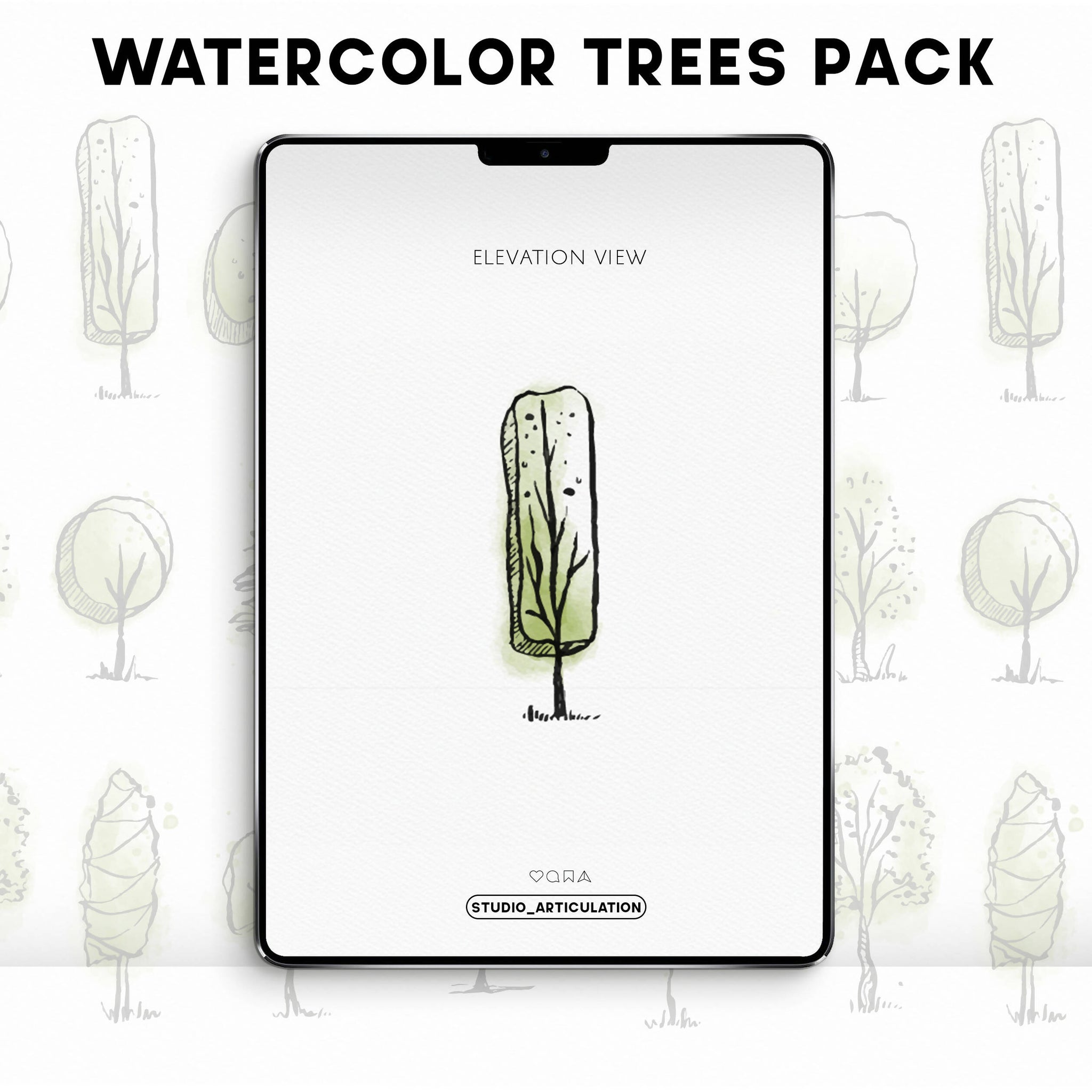 Watercolor Vector Trees Pack | Learn Architecture Online